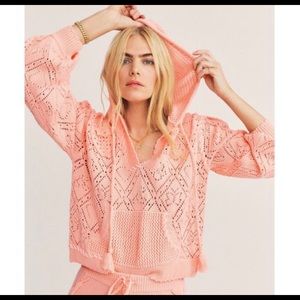 LOVESHACKFANCY
Tomas Hooded Pointelle-knit Sweater